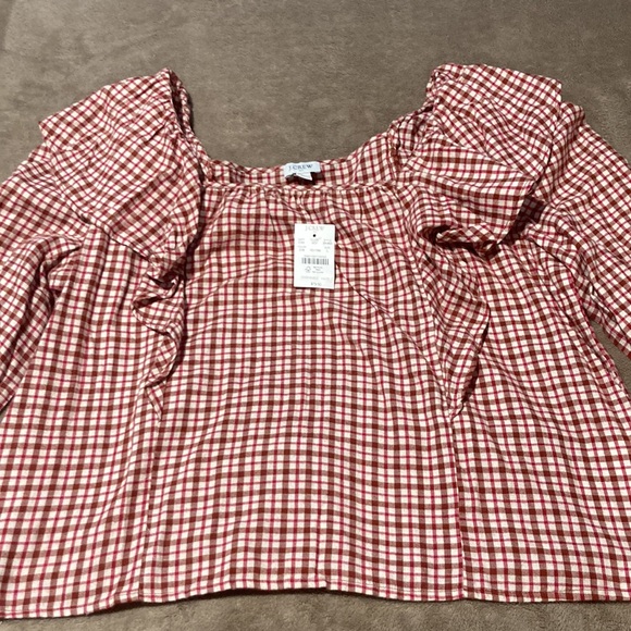 J.Crew Flannel squareneck ruffle top - Picture 4 of 10